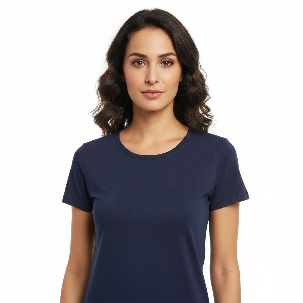 Premium Egyptain Cotton Basic T-shirt for Women - Navy