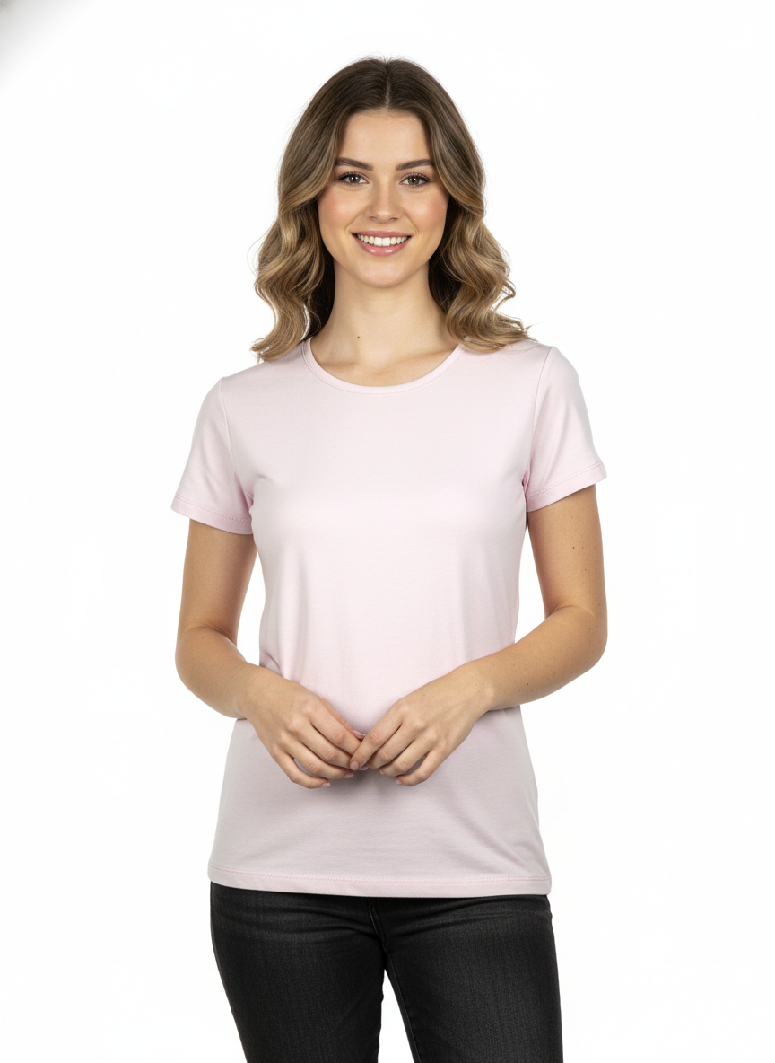 Premium Egyptain Cotton Basic T-shirt for Women - Light Pink