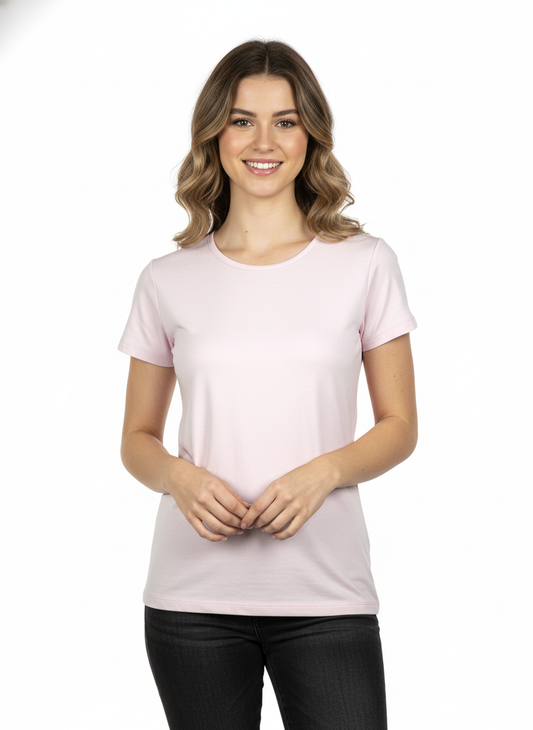 Premium Egyptain Cotton Basic T-shirt for Women - Light Pink