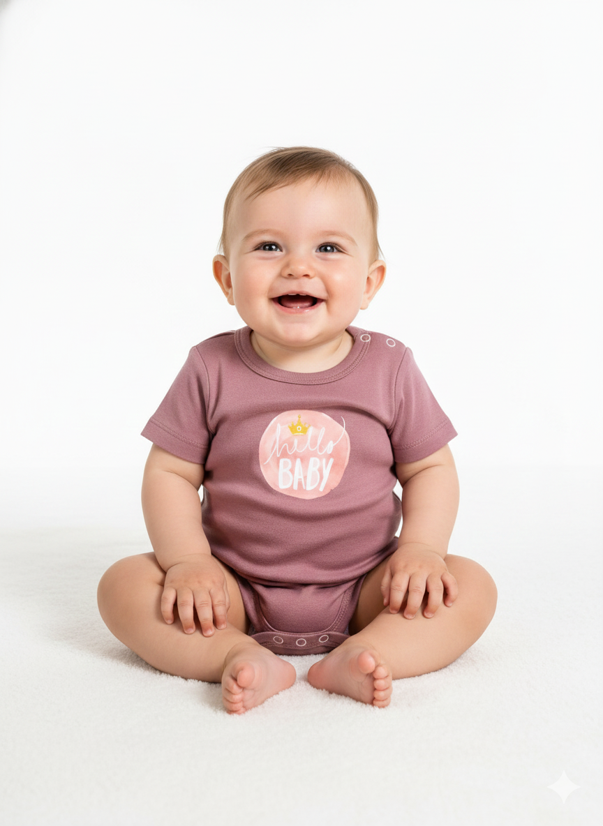 100% Egyptian Cotton Baby Half-Sleeve Bodysuits - Multipack