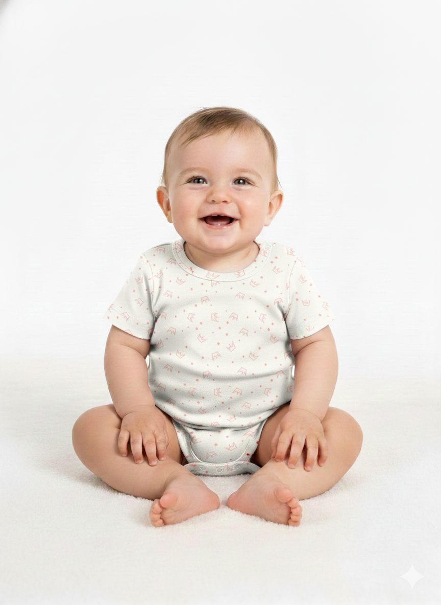100% Egyptian Cotton Baby Half-Sleeve Bodysuits - Multipack