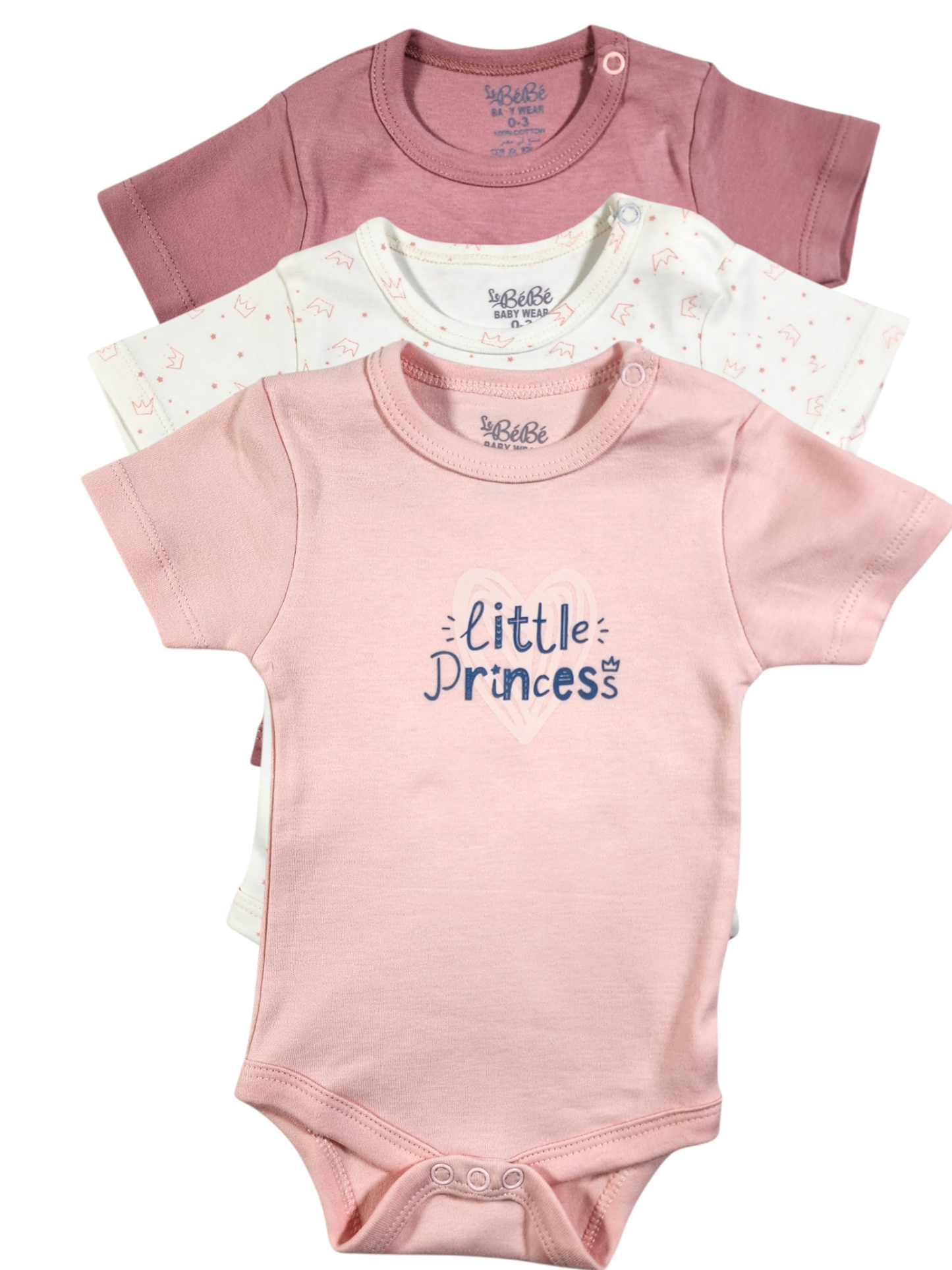 100% Egyptian Cotton Baby Half-Sleeve Bodysuits - Multipack