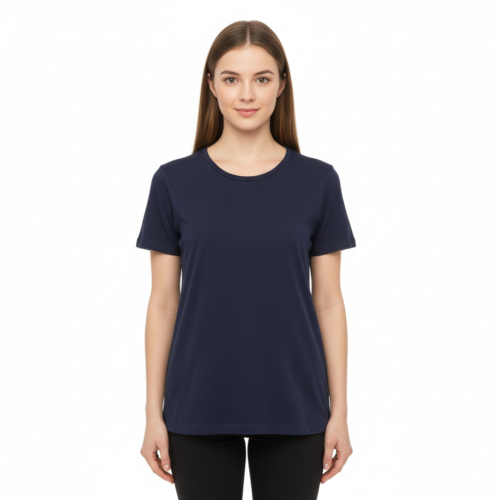 Premium Egyptain Cotton Basic T-shirt for Women - Navy