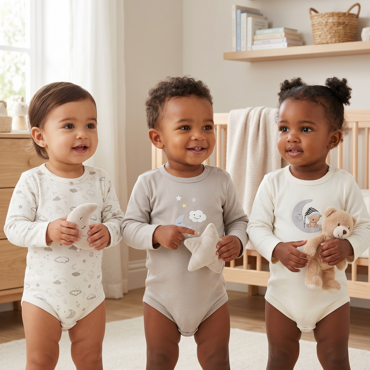 100% Egyptian Cotton Baby Full-Sleeve Bodysuits - Multipack