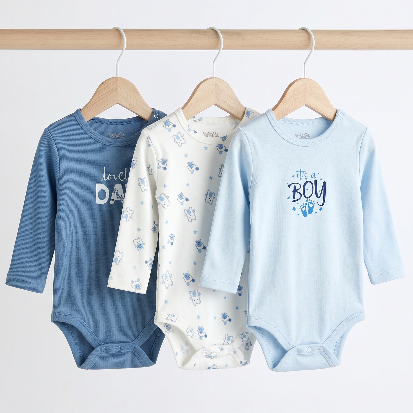 100% Egyptian Cotton Baby Full-Sleeve Bodysuits - Multipack