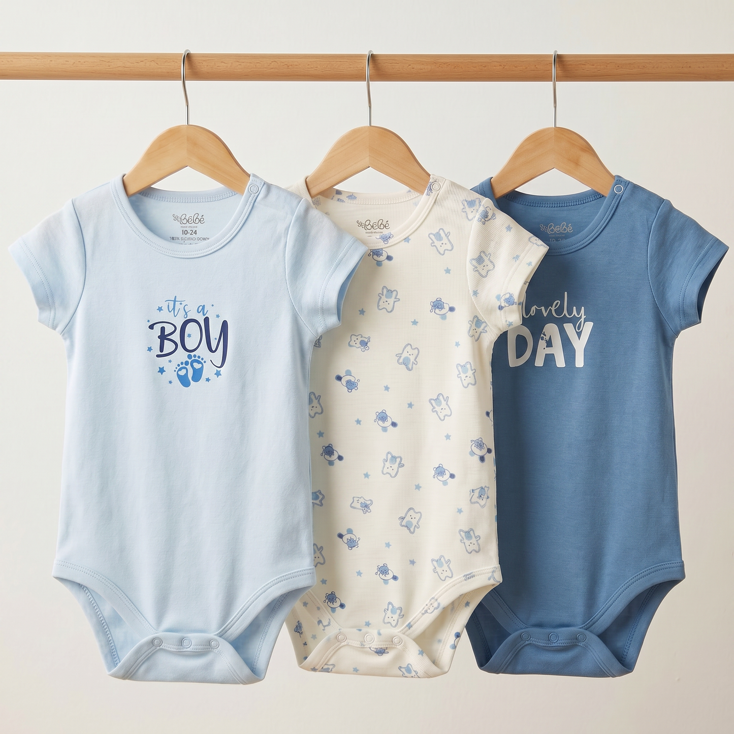 100% Egyptian Cotton Baby Half-Sleeve Bodysuits - Multipack